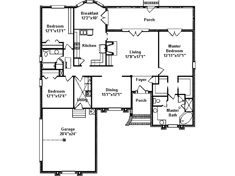 Southern House Plan First Floor - Macedonia Ranch Home 024D-0394 - Shop House Plans and More
