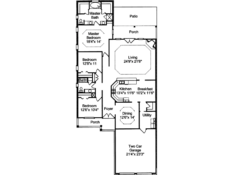Ranch House Plan First Floor - Corona Ranch Home 024D-0409 - Search House Plans and More