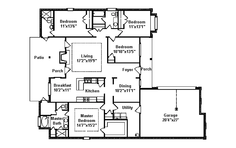 Ranch House Plan First Floor - St. Mary European Ranch Home 024D-0440 - Shop House Plans and More
