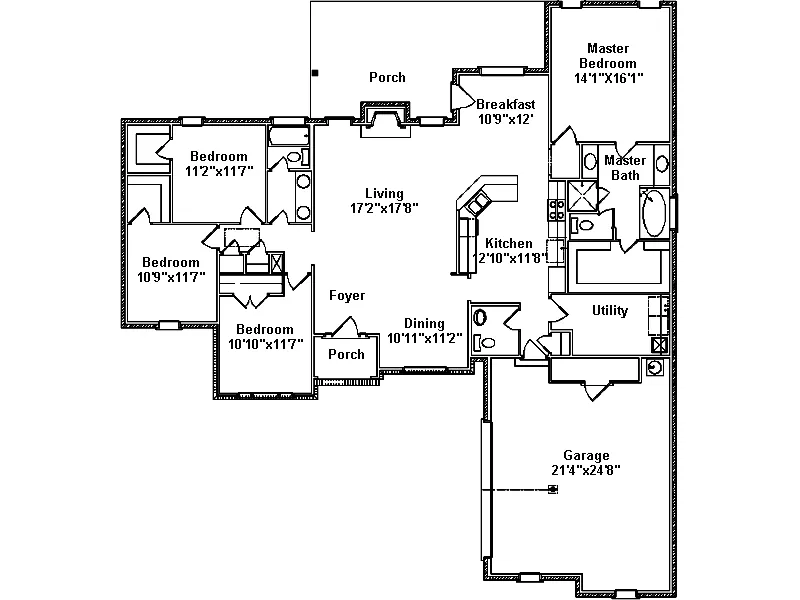 Traditional House Plan First Floor - Hartselle Stucco Ranch Home 024D-0445 - Search House Plans and More
