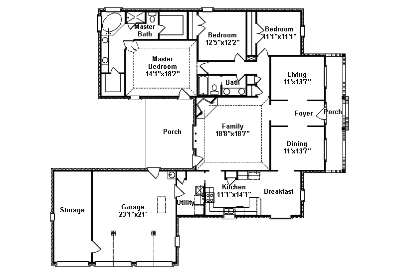 Southern House Plan First Floor - Chandler Hill Traditional Home 024D-0456 - Search House Plans and More