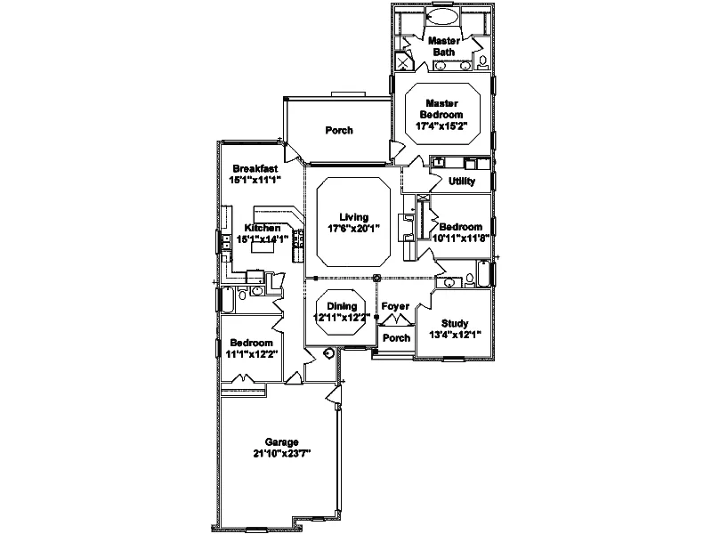 Ranch House Plan First Floor - Macon Hill Ranch Home 024D-0526 - Shop House Plans and More