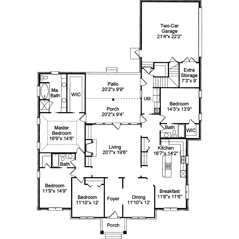Country French House Plan First Floor - Thomas Elegant Ranch Home 024D-0591 - Shop House Plans and More