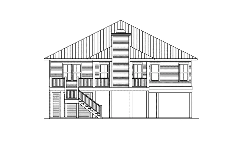 Beach & Coastal House Plan Rear Elevation - 024D-0819 - Shop House Plans and More