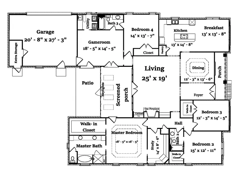 Southern House Plan First Floor - 024D-0825 - Shop House Plans and More