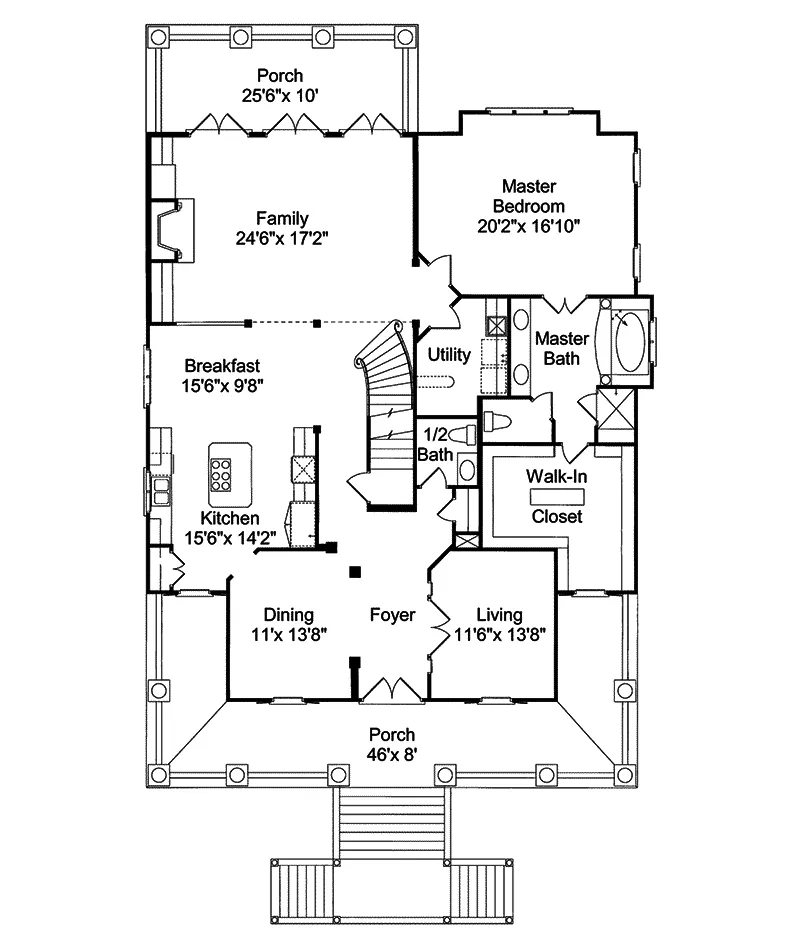 Sunbelt House Plan First Floor - Seabrook Southern Home 024S-0011 - Shop House Plans and More