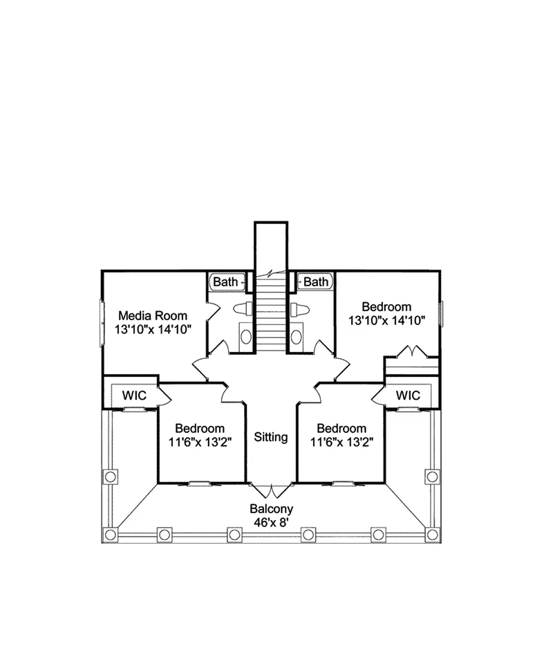 Southern Home Plan Second Floor 024S-0011