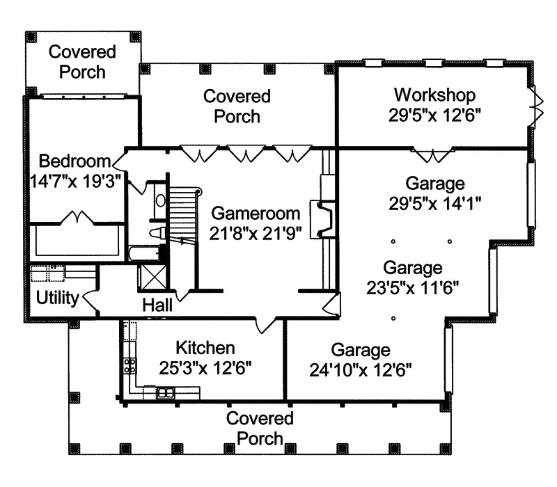 Southwestern House Plan Lower Level Floor - Vanderbilt Lowcountry Home 024S-0021 - Shop House Plans and More