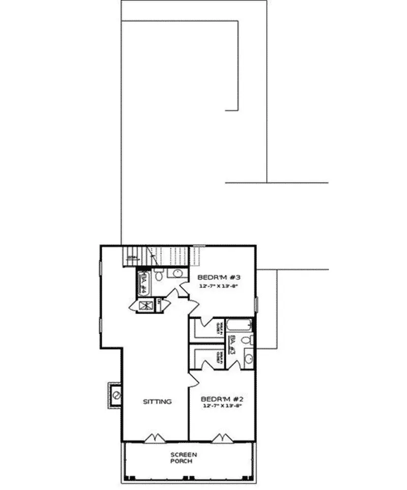 Arts & Crafts House Plan Second Floor - Cottonlane Lowcountry Home 024S-0028 - Search House Plans and More