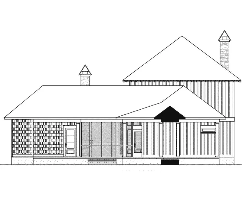 Arts & Crafts House Plan Rear Elevation - Cottonlane Lowcountry Home 024S-0028 - Search House Plans and More