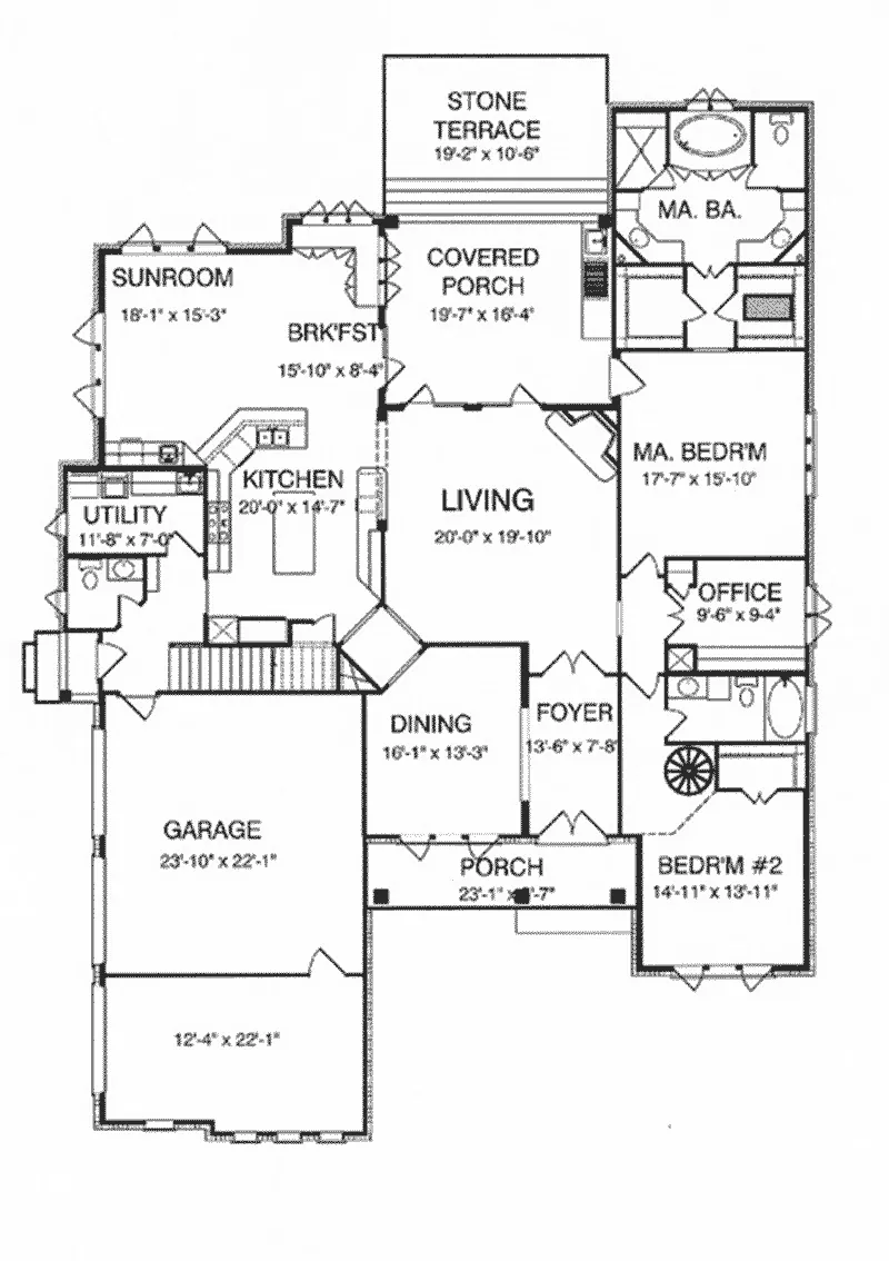 Rustic House Plan First Floor - 024S-0030 - Shop House Plans and More
