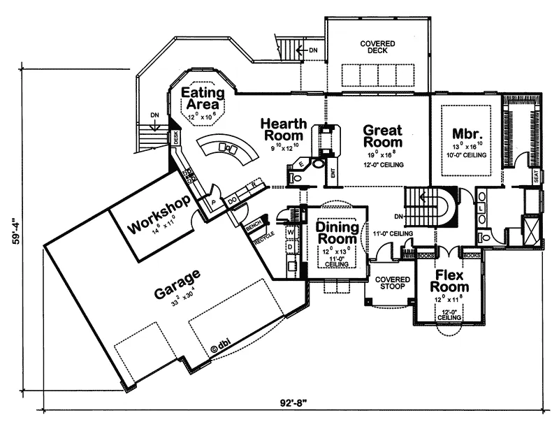 Luxury House Plan First Floor - Brackenville Ranch Home 026D-0193 - Search House Plans and More