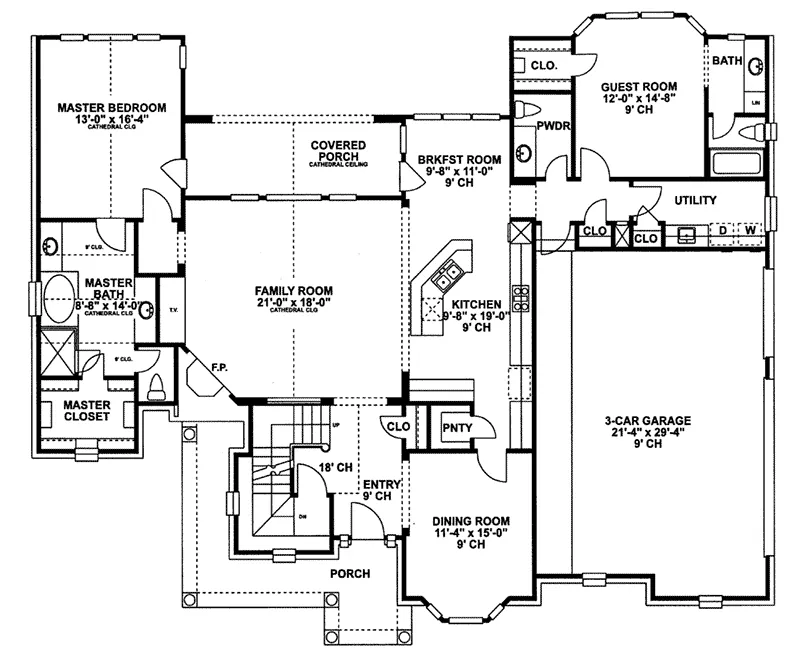 Craftsman House Plan First Floor - Naperville European Style Home 026D-1324 - Shop House Plans and More