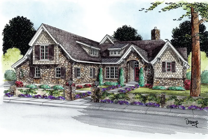 Country French House Plan Front of Home - 026D-1855 - Shop House Plans and More