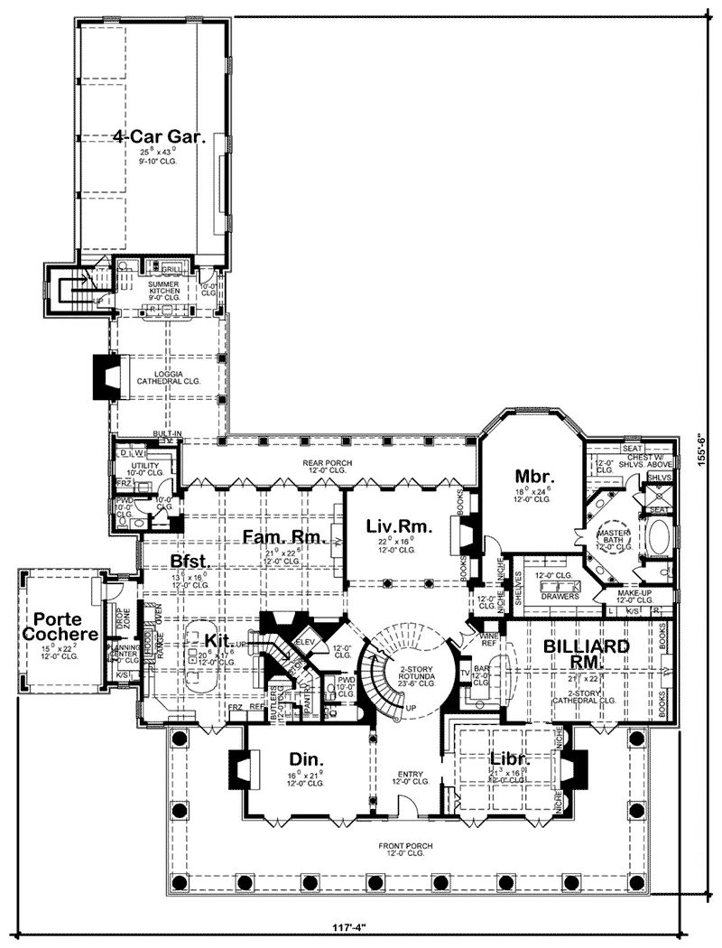 Southern Plantation Home Plan First Floor 026D-1856
