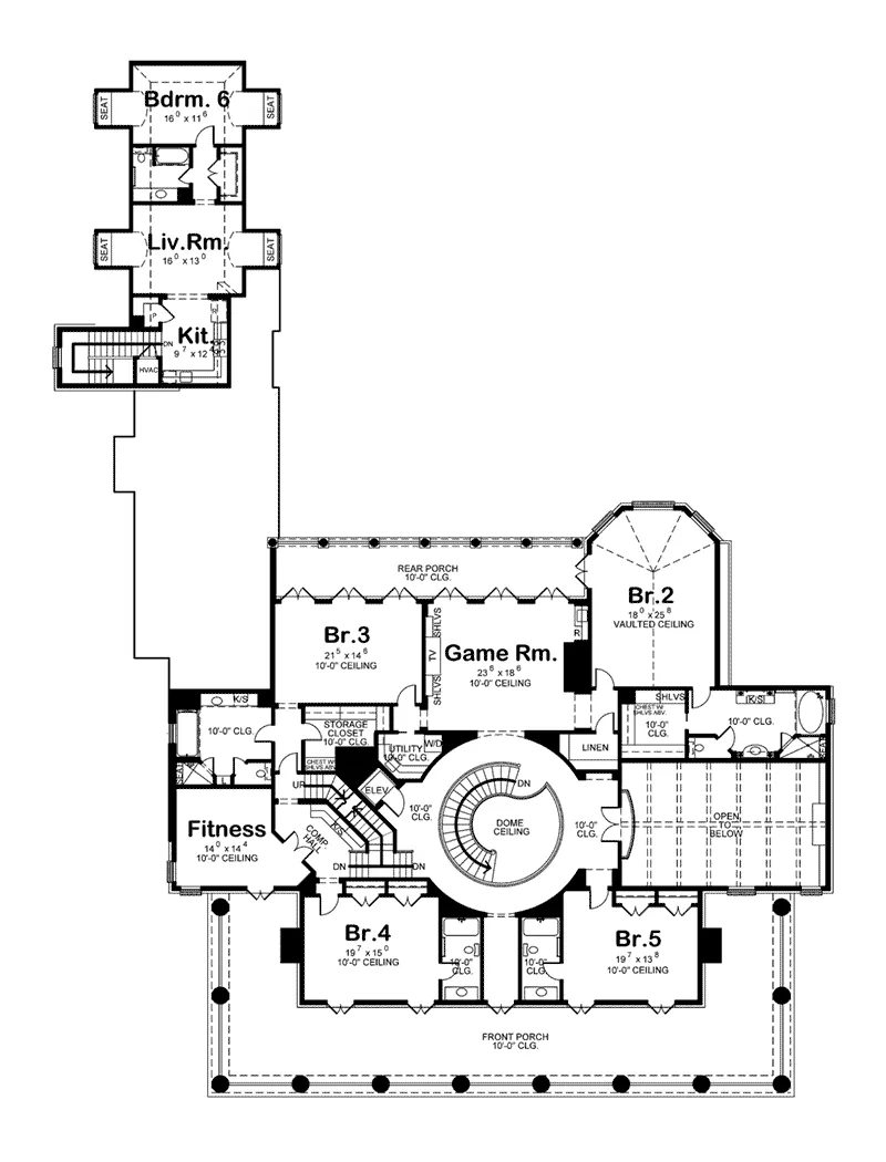 Southern Plantation Home Plan Second Floor 026D-1856