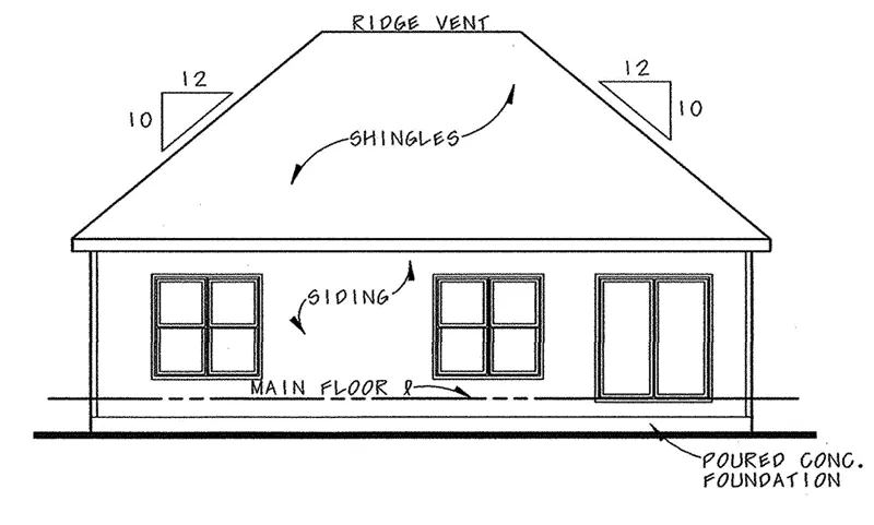 Ranch House Plan Rear Elevation - 026D-1861 - Shop House Plans and More