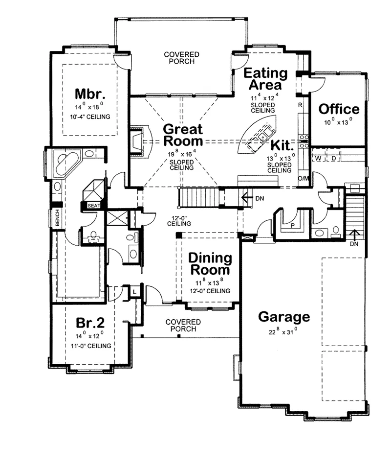 Adobe House Plans & Southwestern Home Design Home Plan First Floor 026D-1888