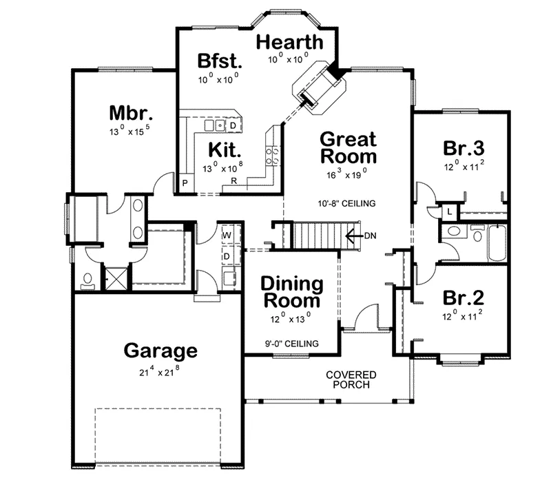 Ranch House Plan First Floor - Hunter Crossing Ranch Home 026D-1971 - Search House Plans and More
