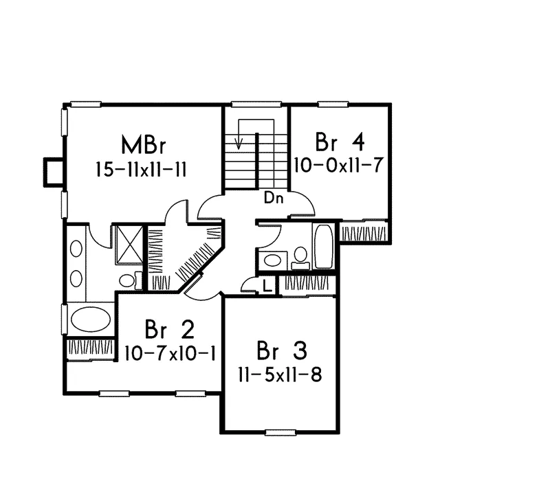 Colonial House Plan Second Floor - Brighton Country Home 027D-0001 - Search House Plans and More