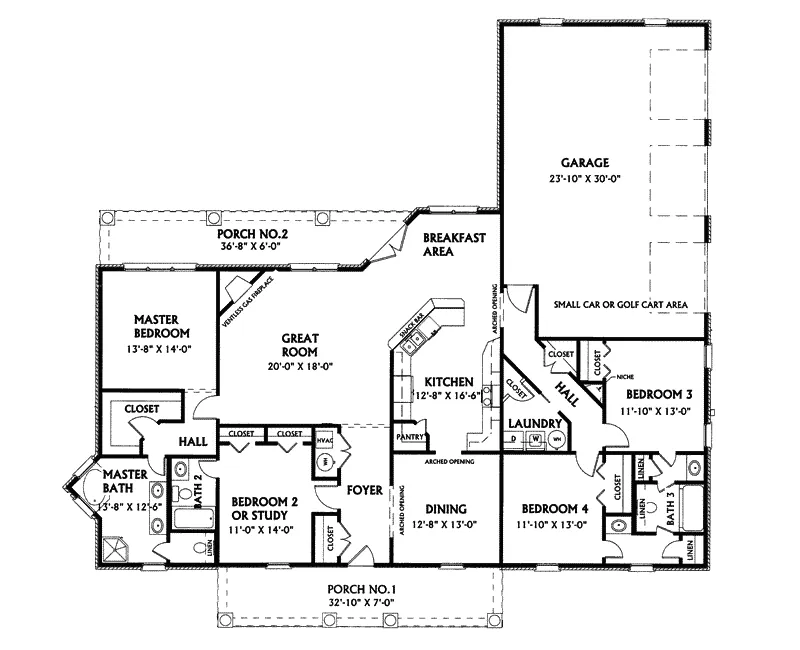 Southern House Plan First Floor - Goodwin Mill Colonial Home 028D-0012 - Search House Plans and More
