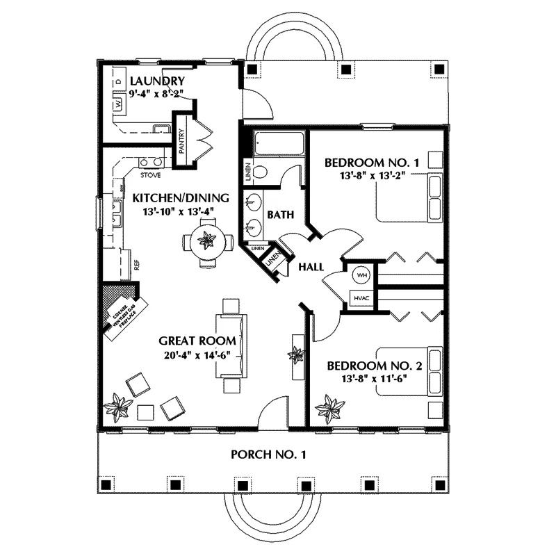 Lowcountry House Plan First Floor - Belle Creek Ranch Home 028D-0023 - Search House Plans and More