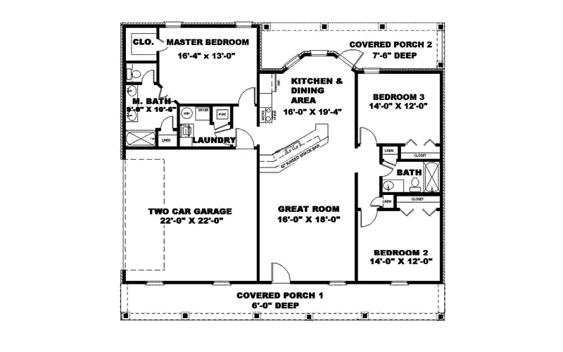 Southern House Plan First Floor - Holbrook Pass Country Home 028D-0035 - Search House Plans and More