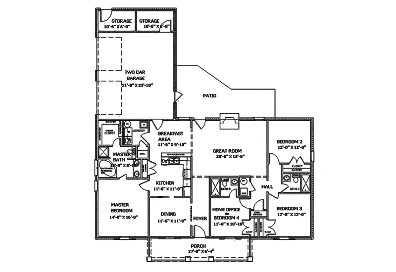 Traditional House Plan First Floor - Anselmo Ranch Home 028D-0042 - Search House Plans and More