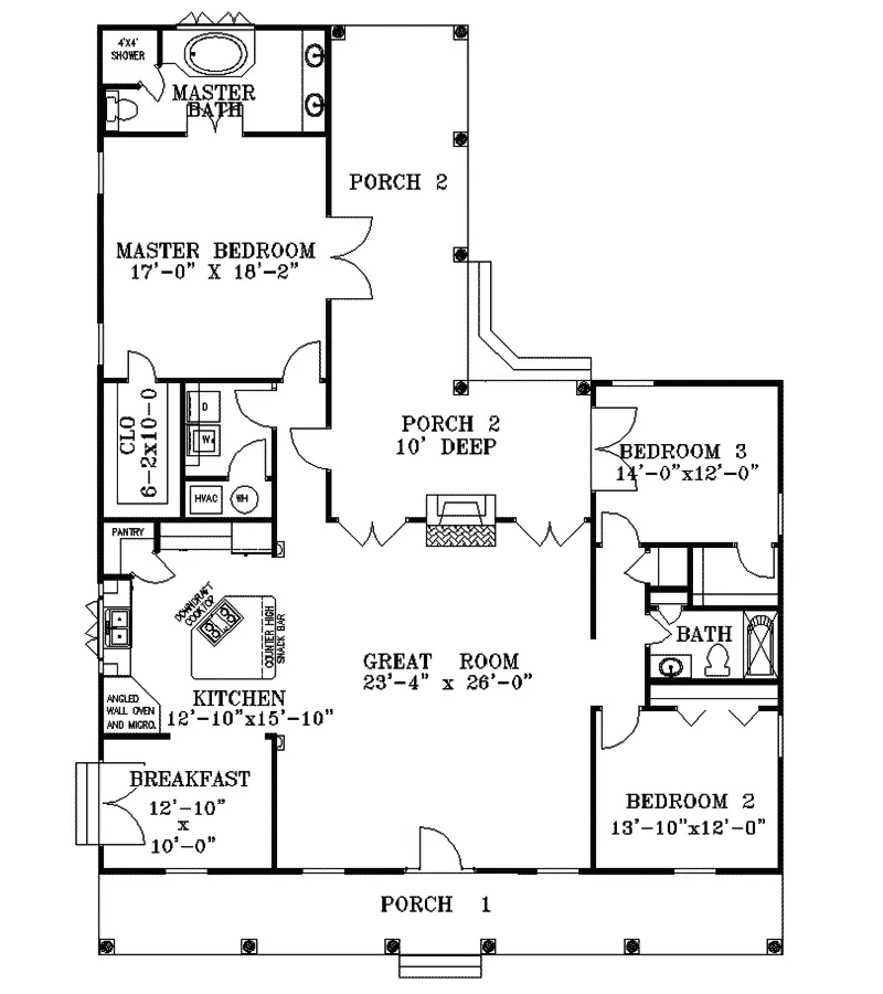 Colonial House Plan First Floor - Hyannis Plantation Southern028D-0043 - Search House Plans and More