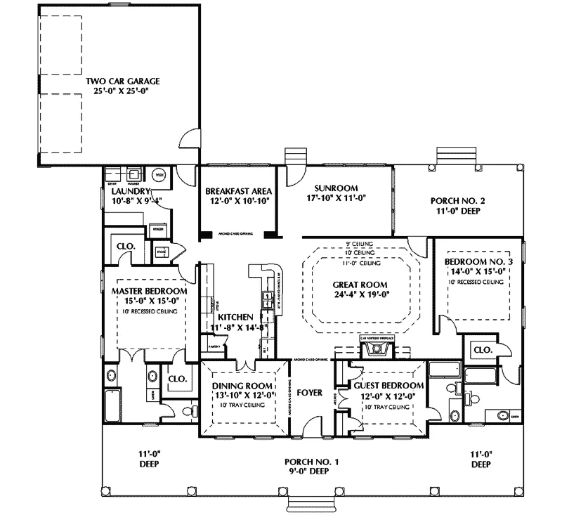 Traditional House Plan First Floor - Fulbright Colonial Home 028D-0050 - Search House Plans and More