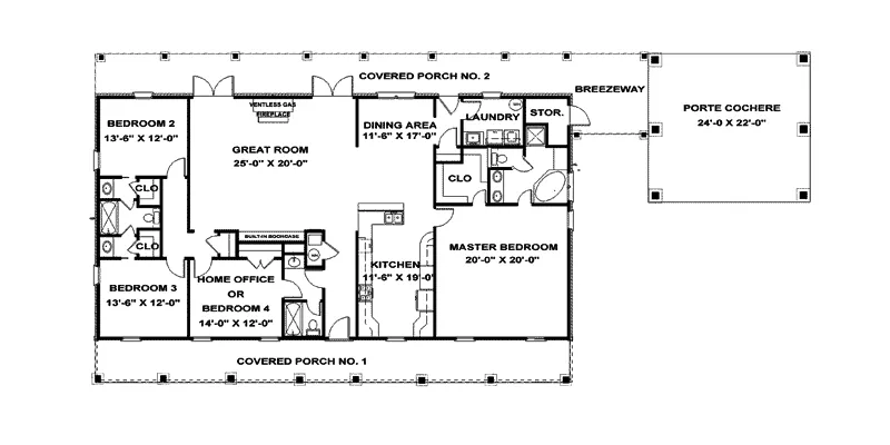 Acadian House Plan First Floor - Gerald Country Plantation Home 028D-0055 - Search House Plans and More