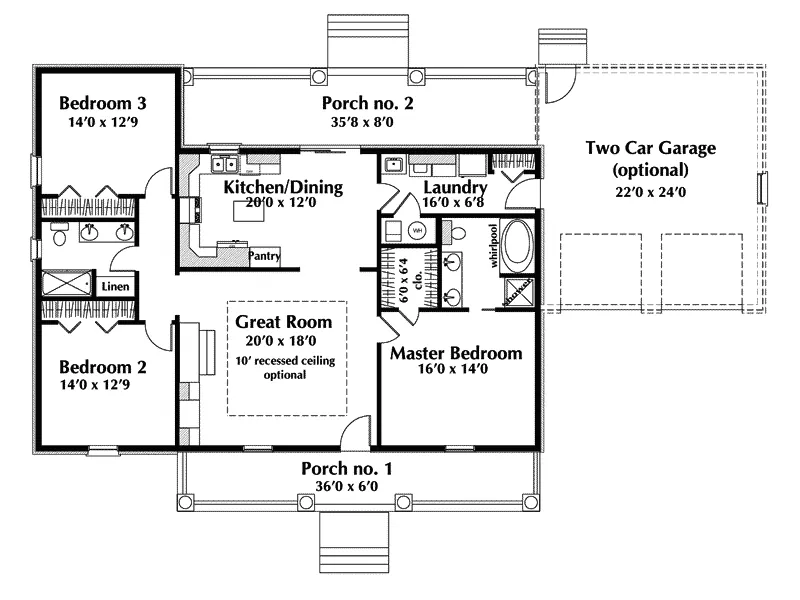 Country House Plan First Floor - Malaga Single Story Home 028D-0075 - Shop House Plans and More