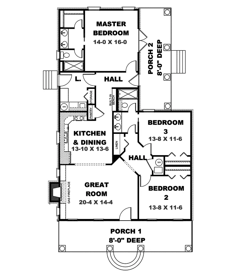 Cabin & Cottage House Plan First Floor - Emma Cottage Home 028D-0086 - Search House Plans and More