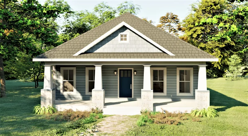 Ranch House Plan Front of Home - Athena Hill Bungalow Home 028D-0093 - Search House Plans and More
