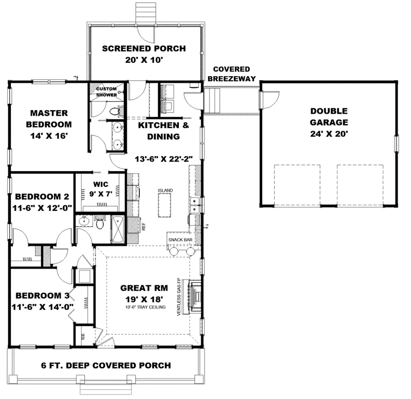 Craftsman Home Plan First Floor 028D-0094