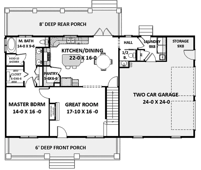Ranch Home Plan First Floor 028D-0096