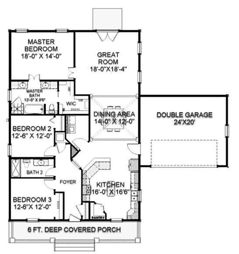 Country Home Plan First Floor 028D-0097