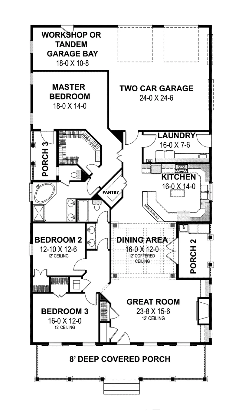 Country House Plan First Floor - Frances Park Country Home 028D-0098 - Search House Plans and More
