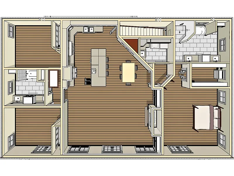 Arts & Crafts House Plan Basement Photo 01 - Moreau Modern Farmhouse 028D-0104 - Shop House Plans and More