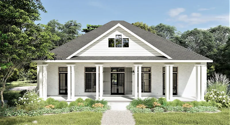 Arts & Crafts House Plan Front of Home - Moreau Modern Farmhouse 028D-0104 - Shop House Plans and More