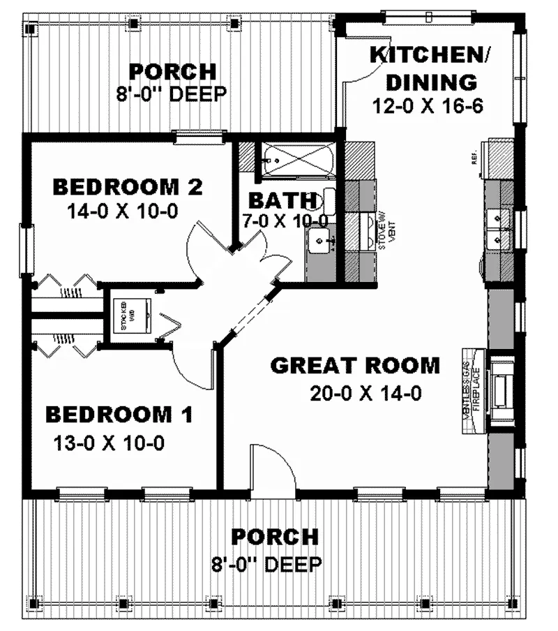 Cabin & Cottage Home Plan First Floor 028D-0108