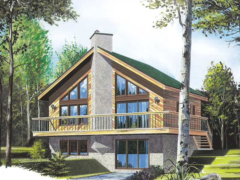 Vacation House Plan Front Image - Tumbler Ridge A-Frame Home 032D-0032 - Shop House Plans and More