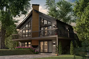 Vacation House Plan Front Photo 01 - Tumbler Ridge A-Frame Home 032D-0032 - Shop House Plans and More