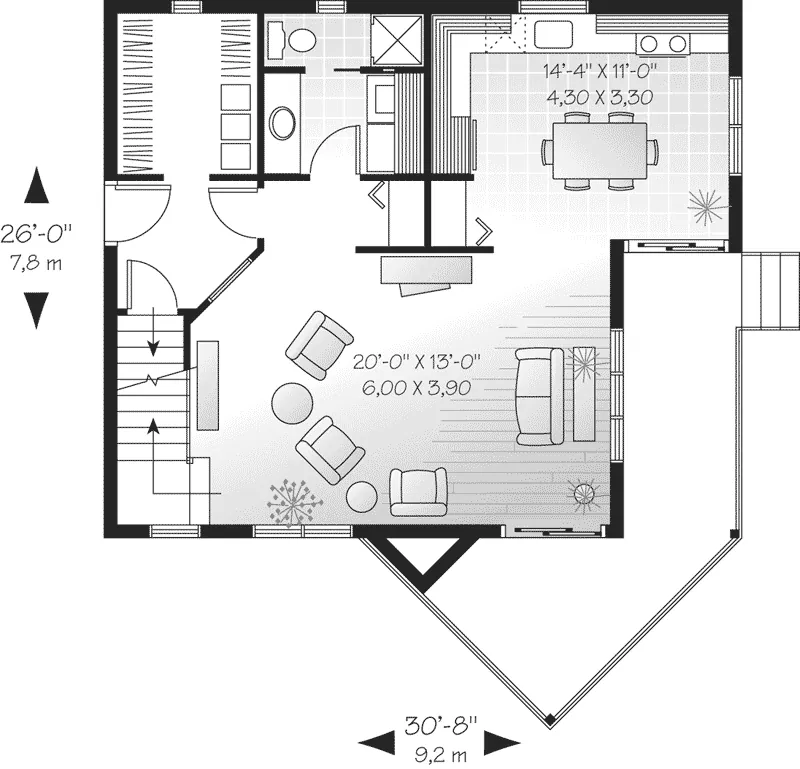 Country House Plan First Floor - Anaheim Waterfront Home 032D-0036 - Search House Plans and More