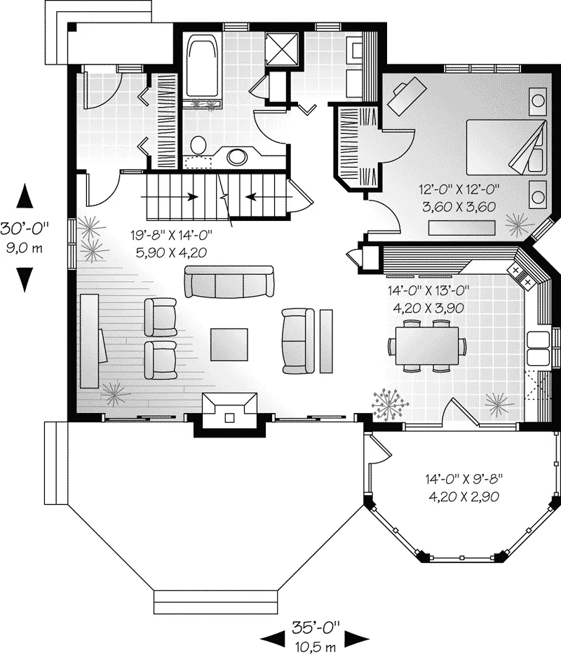 First Floor - Rycroft Bay Cottage Home 032D-0042 - Shop House Plans and More