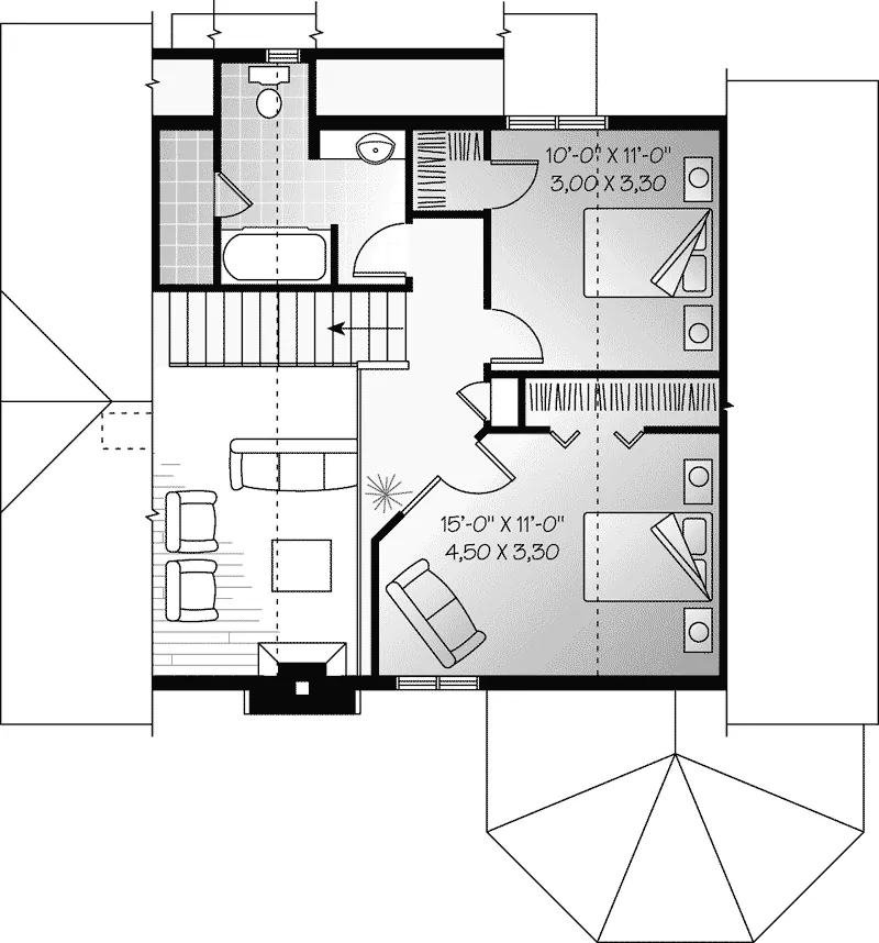 Second Floor - Rycroft Bay Cottage Home 032D-0042 - Shop House Plans and More