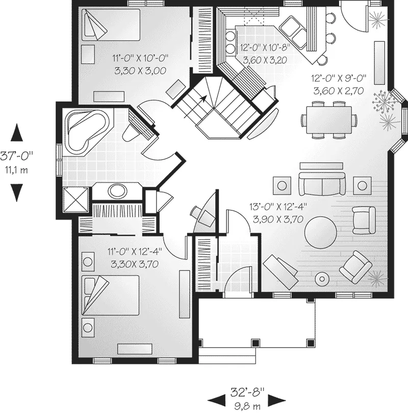 Ranch House Plan First Floor - Leicester Ranch Home 032D-0091 - Shop House Plans and More