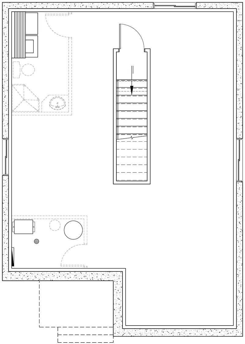 Country House Plan Basement Floor - Rusholm Narrow Lot Ranch Home 032D-0105 - Shop House Plans and More