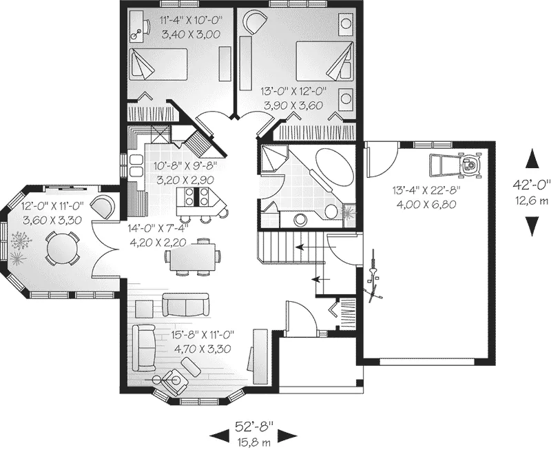 Contemporary House Plan First Floor - Coral Springs Stucco Ranch Home 032D-0166 - Search House Plans and More