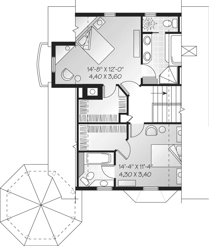 Arts & Crafts House Plan Second Floor - Peacock Point Farmhouse 032D-0200 - Shop House Plans and More